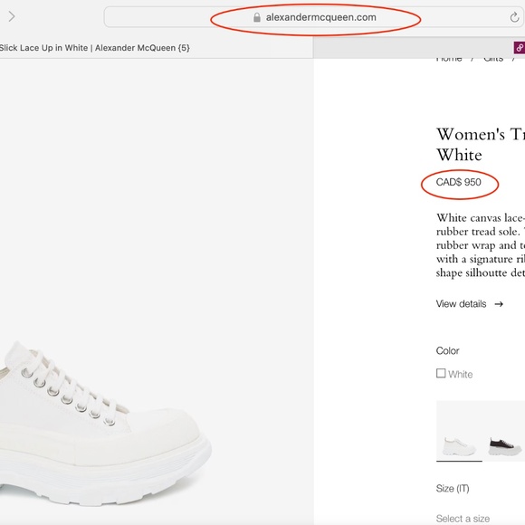 Alexander McQueen's Women's Tread Slick Lace Up Sneakers in White - Picture 8 of 8